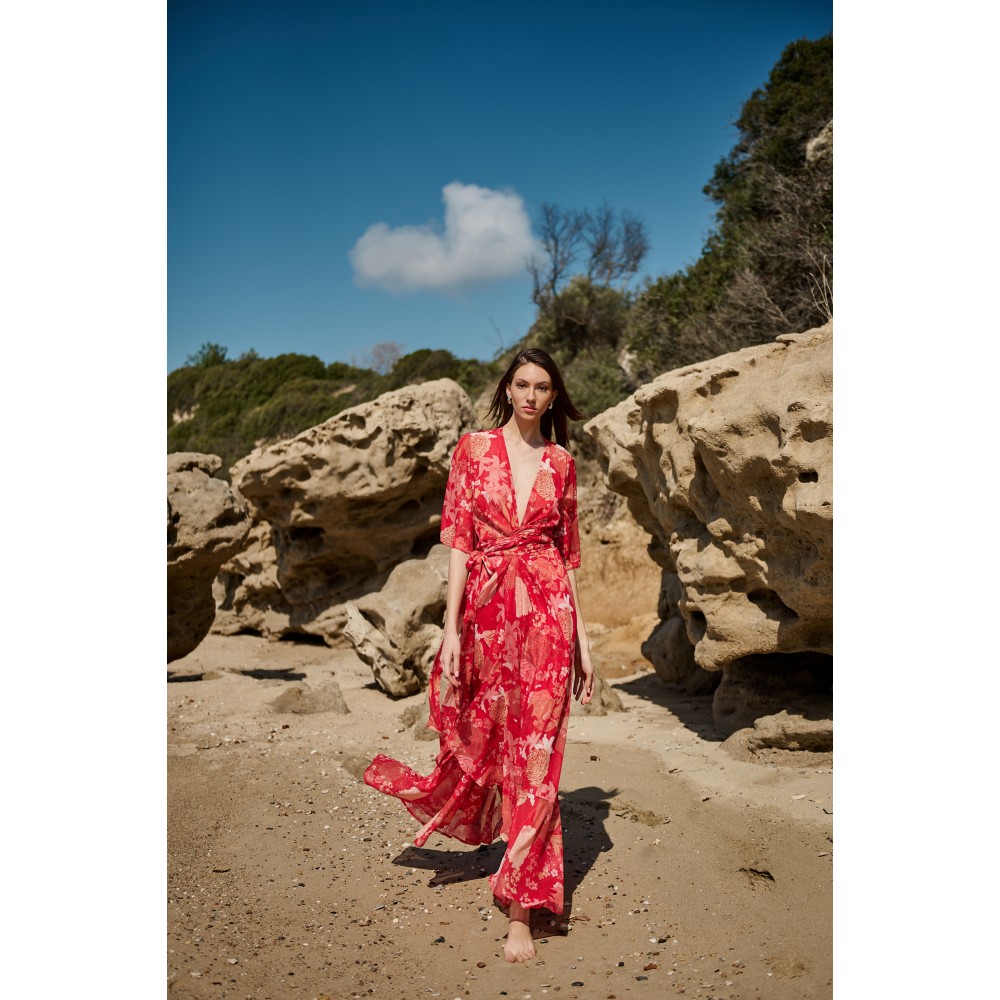 CECILIA RED WRAP DRESS