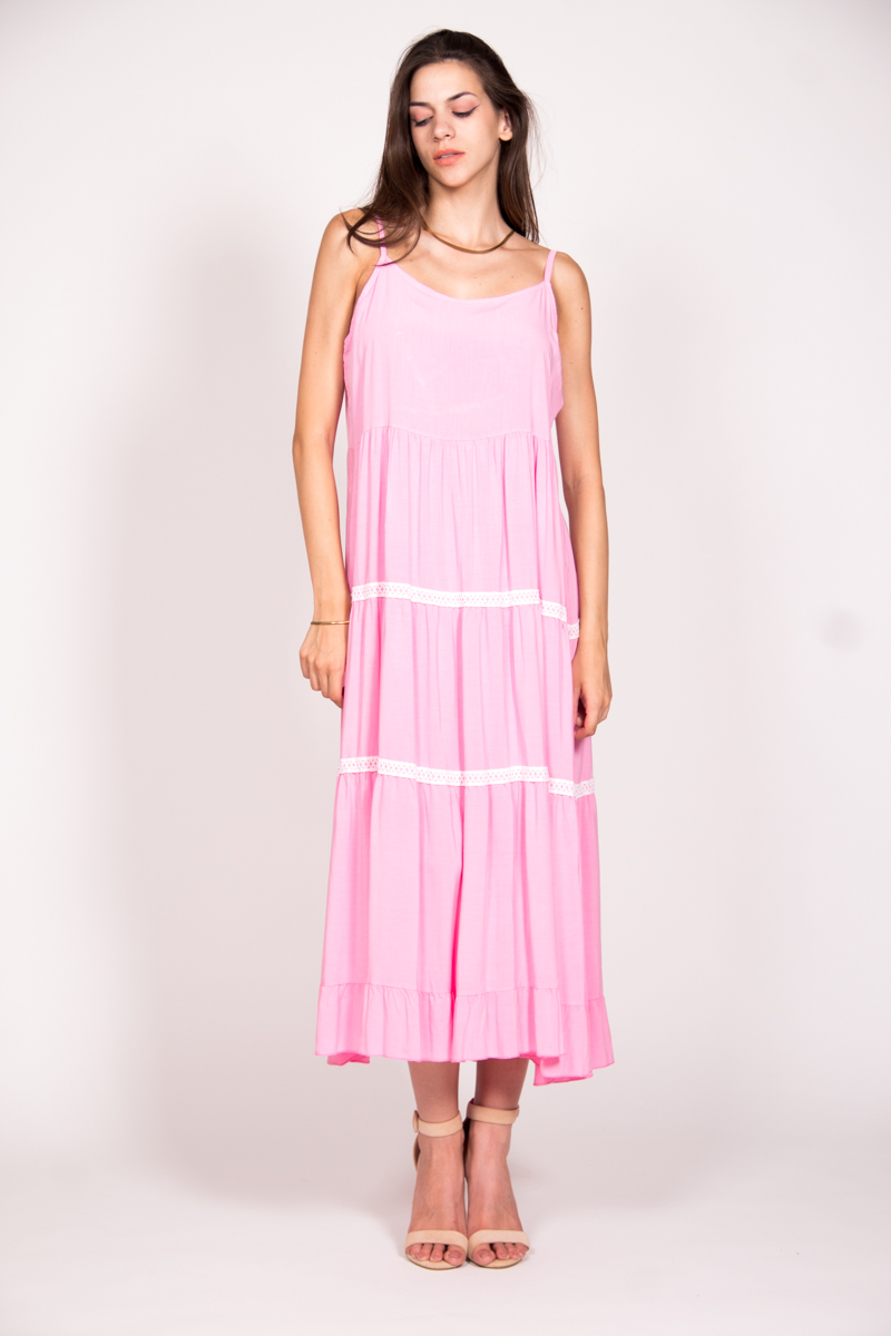 Ροζ μακρύ φόρεμα