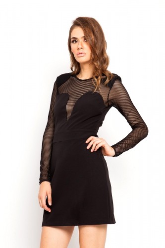 Μίνι  φόρεμα με διαφάνεια μαύρο